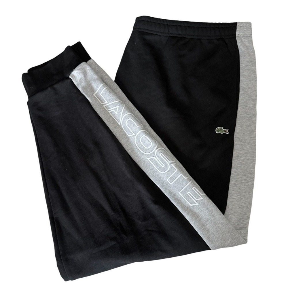 Lacoste Mens 3XLB 10R Black and Gray Logo Sweatpants Big and‎ Tall NWT
